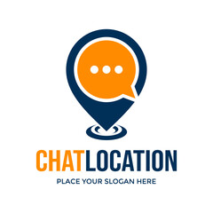 Obraz premium Chat Location Logo Vector. This logo is design use gps or pin and dialogue symbol. Suitable for business.