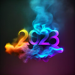 Fototapeta premium Abstract Sign for New Year 2023. Generative AI