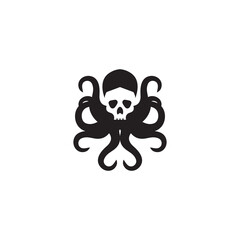 Octopus and head skull logo vector design template