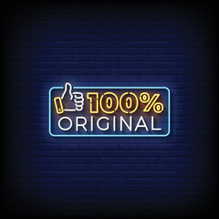 Obraz premium neon sign original with brick wall background vector illustration