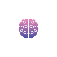 Gradient brain technology logo vector design with line art concept for inspiration