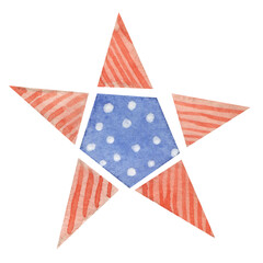 Obraz premium Watercolor usa independence fourth july day celebration flag colors star illustration