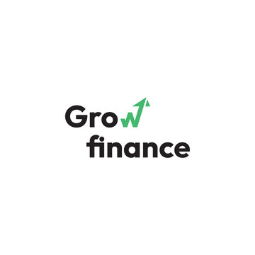 Financial growth logo design with w grow arrow and paper logo concept template