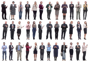 group of people holding phone in hand and looking at camera