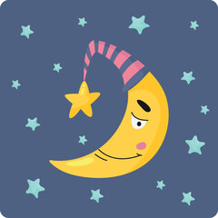 Sweet dream poster with cute funny moon crescent