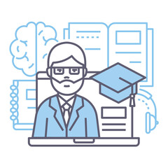 Online education line design icon