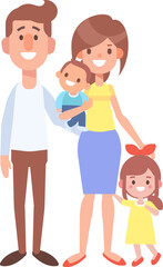 Obraz premium couple family together cartoon style