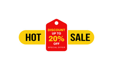 20 Percent discount offer, clearance, promotion banner layout with sticker style.