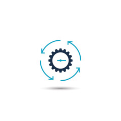 Productivity line icon. Isolated efficiency icon with cogwheel in line style
