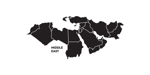 Map middle east silhouette vector background illustration