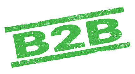 B2B text on green rectangle stamp sign.