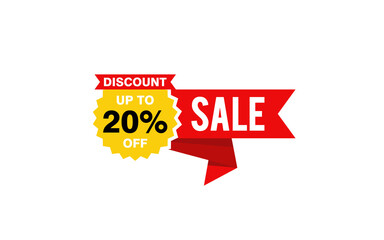 20 Percent discount offer, clearance, promotion banner layout with sticker style.