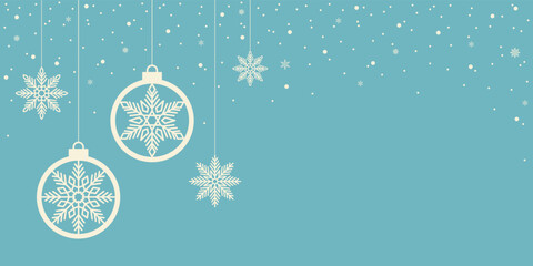 Christmas background with snowflakes and christmas balls.