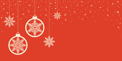 Christmas background template with snowflakes and christmas balls.
