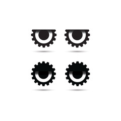 Set of serious and sleeping gear eye logo vector design template