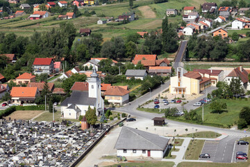 Parish Church of St. Martin and the Pastoral Center in Hrnetic, Karlovac, Croatia