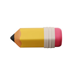 Yellow  pencil on white background education concept  3d render.