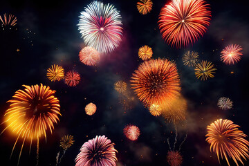Sparkling color fireworks. AI generated