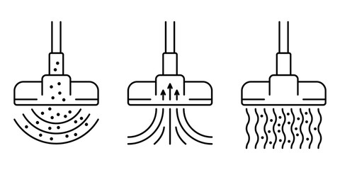 Vacuum cleaner icons set - powerful suction