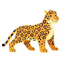 Vector Cute Cartoon Exotic Jaguar Illustration Isolated