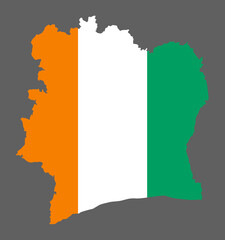 Cote D'Ivoire map with flag african cartography