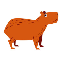 Vector Cute Cartoon Exotic Capybara Illustration Isolated