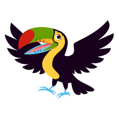 Vector Cute Cartoon Exotic Toucan Illustration Isolated © aratehortua
