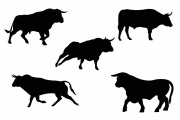 Bull set black vector logo