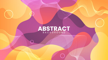 Abstract liquid color background design. Liquid gradient shape composition. Futuristic design poster with purple and yellow combination color.
