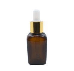 Brown cosmetic bottle glass dropper serum bottle on white background, Mock up for cosmetic product...