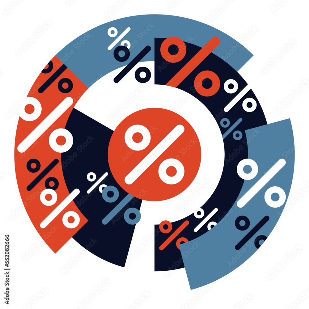 Poster percent pattern with signs in circle shape