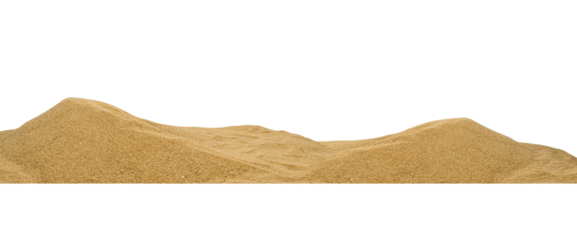 Panoramic pile sand dune isolated on white