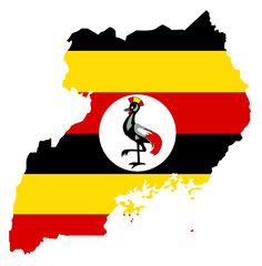 Uganda map with flag african cartography