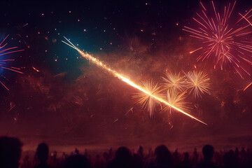 Sparkling color fireworks. AI generated