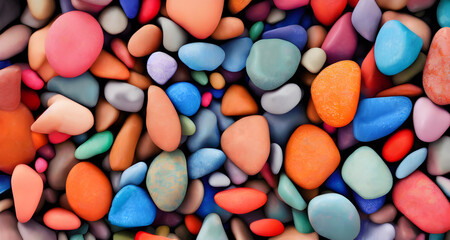 Fototapeta na wymiar AI Digital Illustration Colourful Pebbles