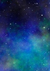 縦長の星空イラスト背景 ポスター バナー 宇宙