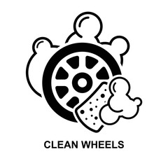 clean wheels icon isolated on white background vector illustration.
