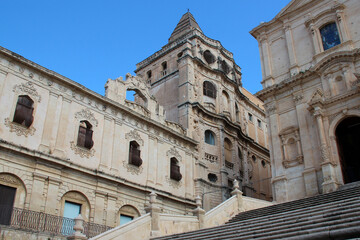 Fototapeta na wymiar baroque monastery and church (san francesco d'assisi all'immacolata) in noto in sicily (italy)
