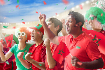 Morocco football team supporter on stadium.