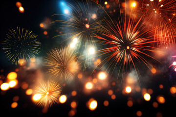 Naklejka premium Sparkling color fireworks. AI generated