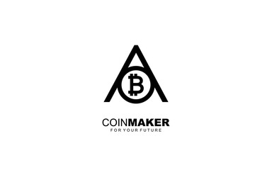 A logo BITCOIN for identity. CRYPTO CURRENCY template vector illustration for your brand.