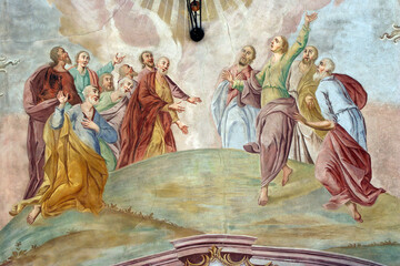 Apostles, fresco in the parish church of Our Lady of the Snow in Kutina, Croatia