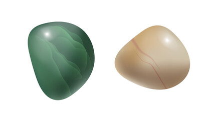 Set of Semi-precious gemstones. Realistic 3d vector minerals isolated on white background