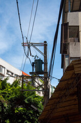 alleys, dangerous, high voltage, high voltage electrical boxes, buildings