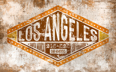 Fototapeta premium Vintage Los Angeles sign with grunge and textured elements. 