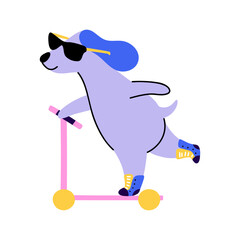 Dog on a skooter