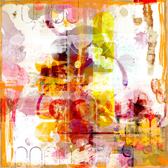 Obraz premium Abstract collage with grunge and geometrical elements, forms and typography