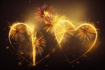 Exploding golden heart. AI generated