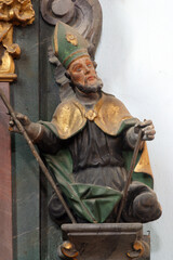 Statue of Saint on the altar of Fourteen holy helpers in the church of St. Catherine of Alexandria in Krapina, Croatia