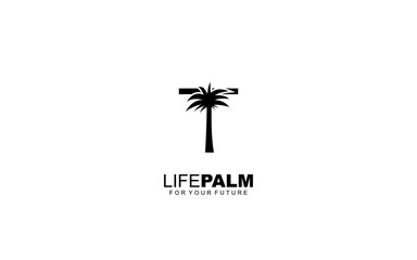 Obraz premium T logo PALM for identity. tree template vector illustration for your brand.